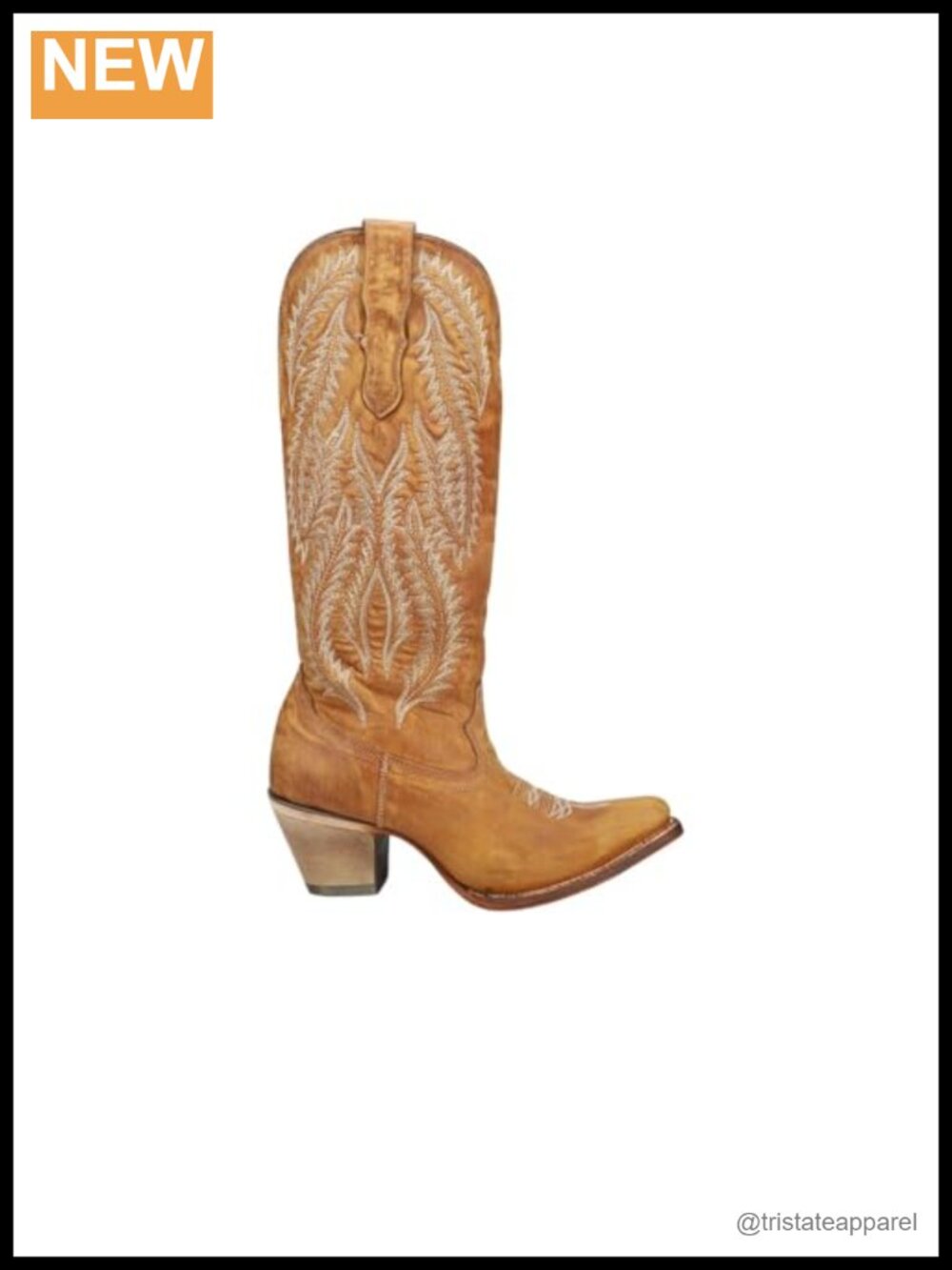 Women's Embroidered Leather Slip On Boots, 3 Inch Stacked Block Heel